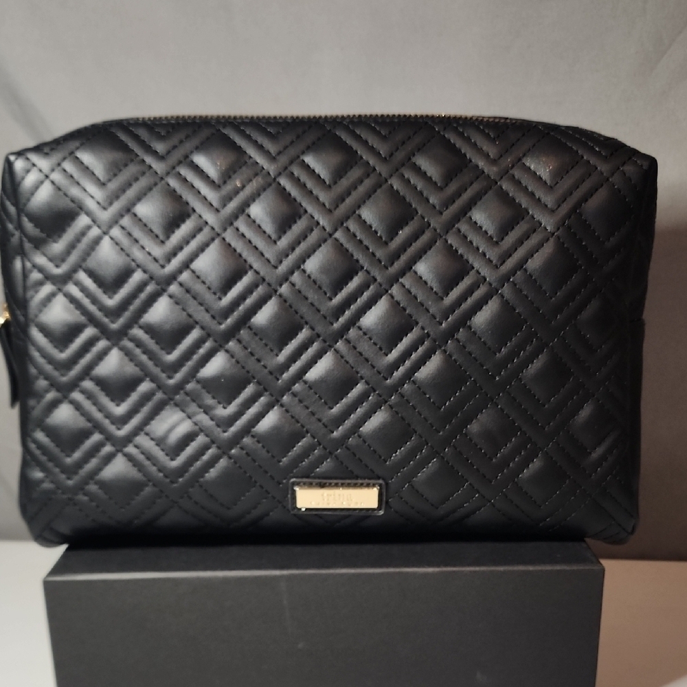 Trina Turk Black Quilted Cosmetic Bag